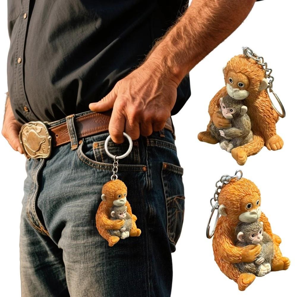 Resin Monkey Doll Keyring 3D Monkey Pendant Monkey Resin Ornament Monkey Keychain Kids Gifts