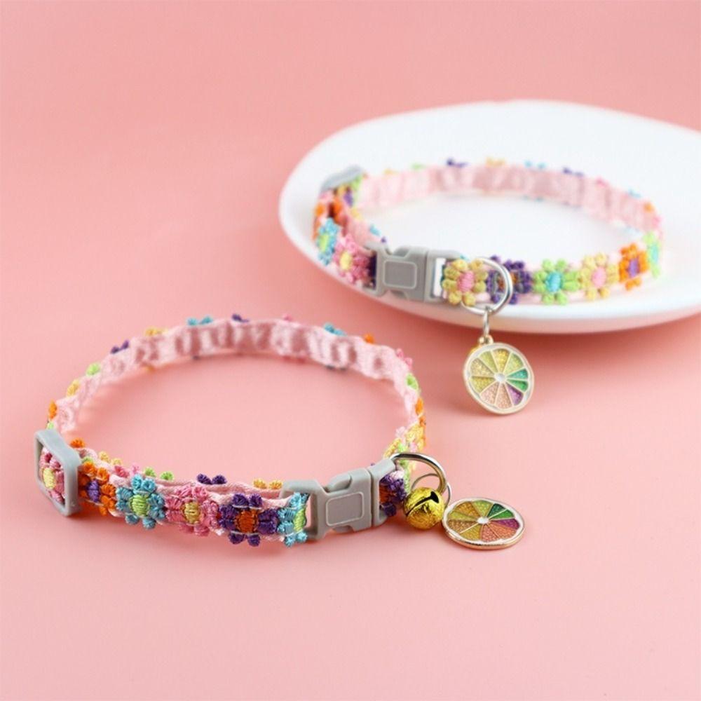 Candy Color Cat Necklace With Bell Pendant Pet Accessories Cute Puppy Neck Strap Cat