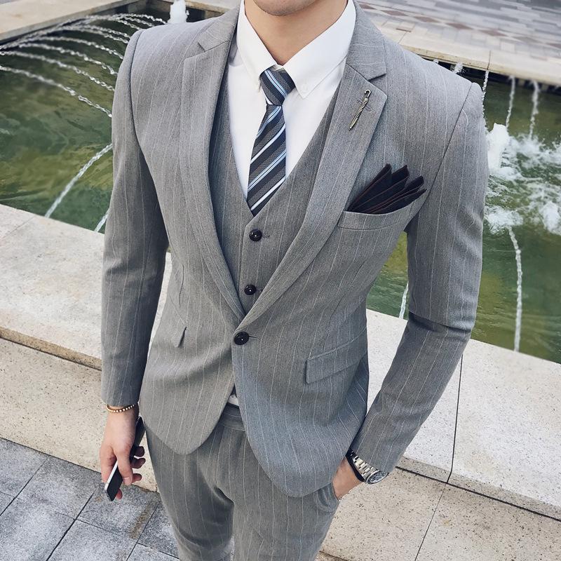 Men's Autumn/Winter Three-Piece Suit Set SJT9823-P265: Elegant Gentleman Style Suit.