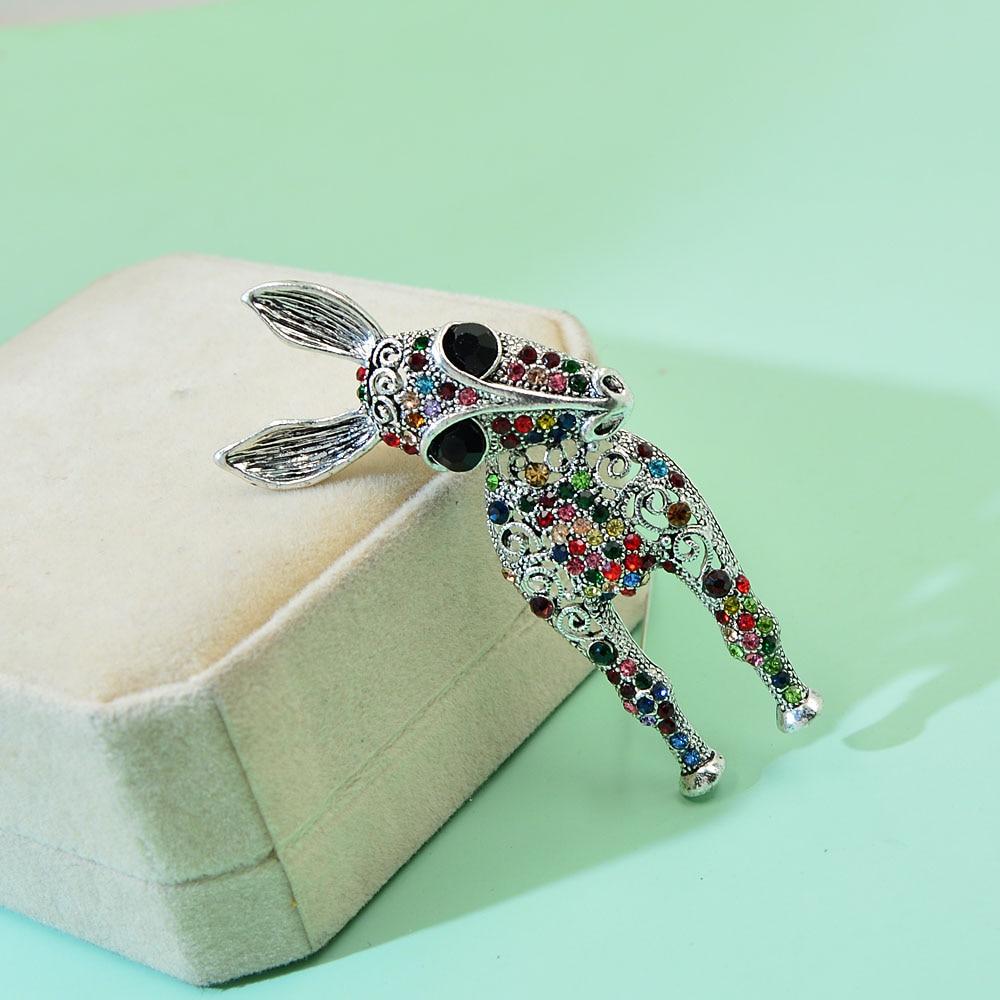 Blucome 2 цвета на выбор, броши в виде ослика со стразами для женщин и мужчин, модная булавка унисекс с животными, забавные милые большие мультяшные подарки для детей