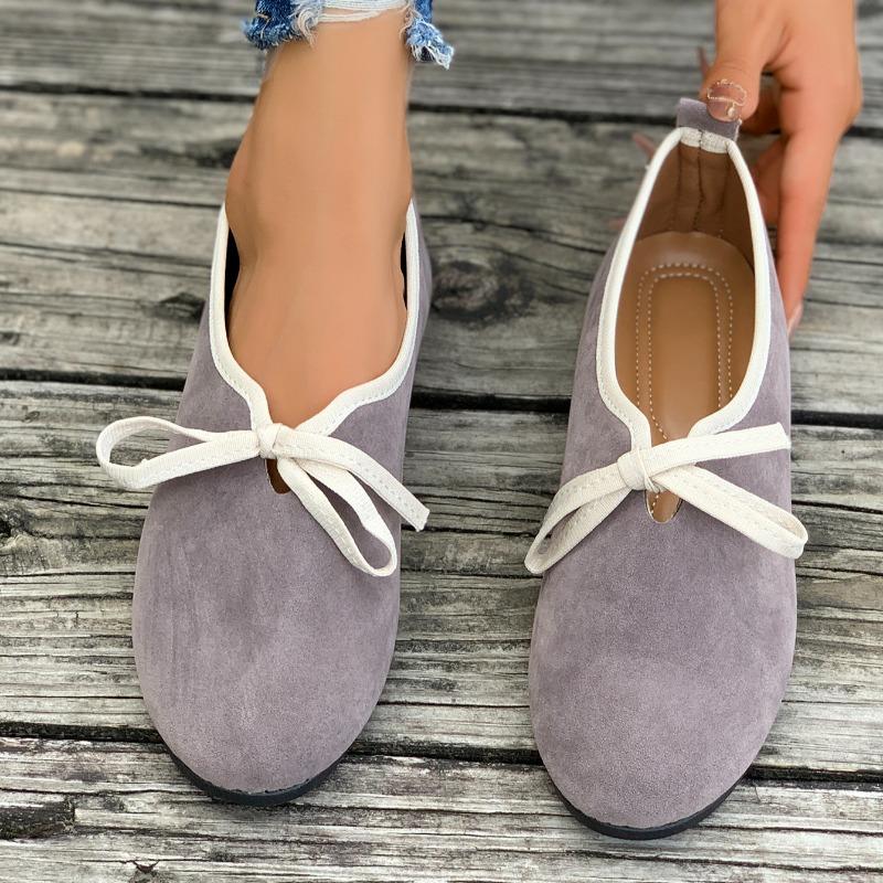 Женские туфли на плоской подошве Весна Осень Круглый носок Балетки на плоской подошве Повседневные туфли на плоской подошве с мягкой подошвой Элегантные туфли на шнуровке для женщин