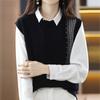 Women Vests Sweaters 2025 Sleeveless O-Neck Black Knitted Vest Sweater Women Tops JJ115