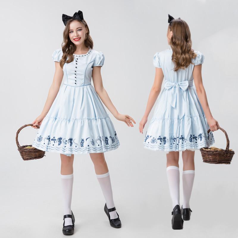 Костюм горничной Алисы в Стране чудес Полиэстер Косплей-платье для сценического выступления