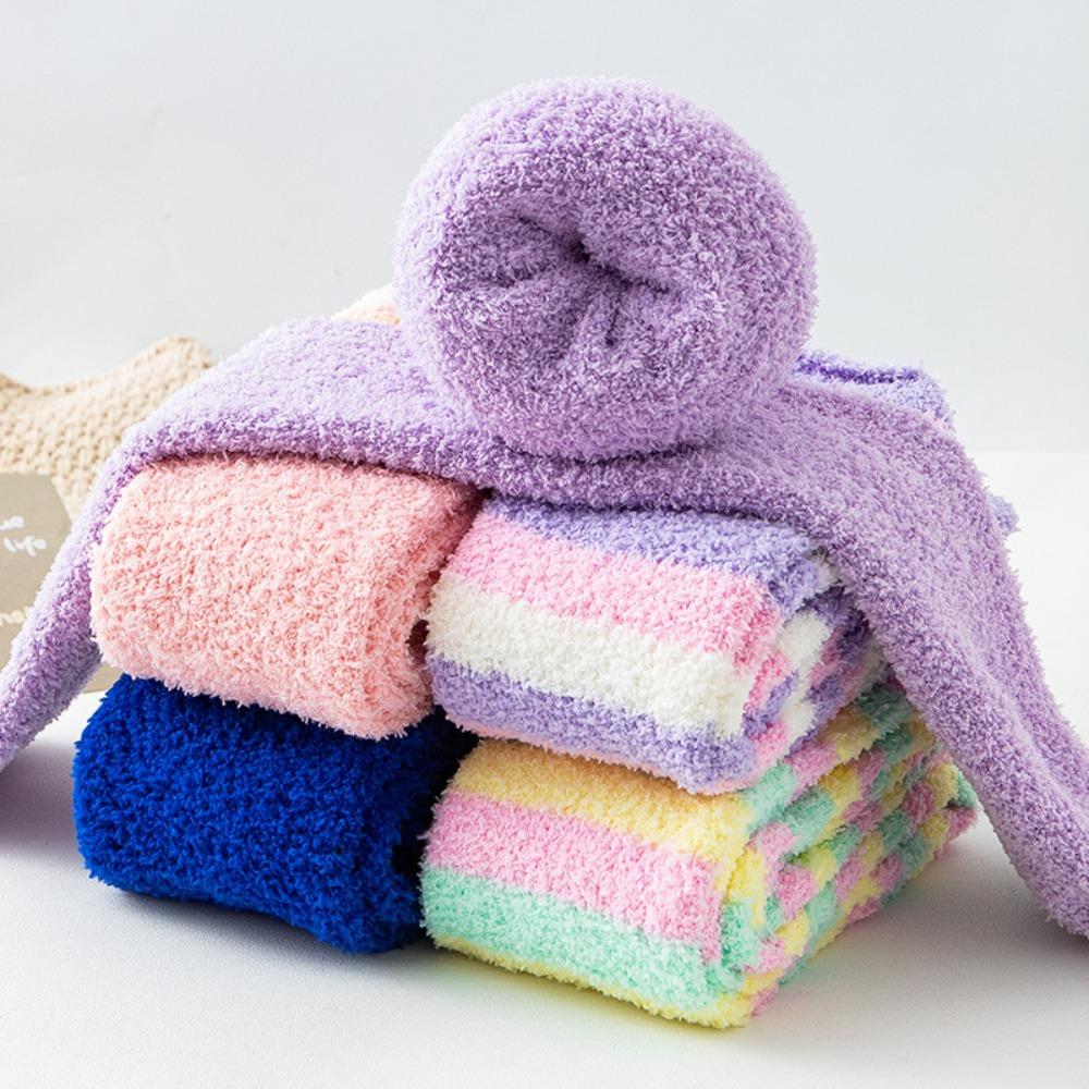 Длинные носки выше колена Коралловый бархат Теплые чулки Пушистые женские носки до колена Зима