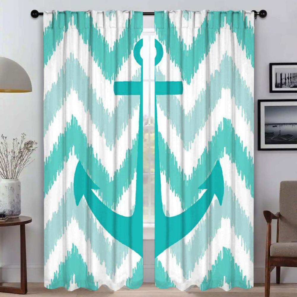 Занавеска на окно Anchor для комнаты 2-х панельная перегородка жалюзи шторы детская комната украшение на Хэллоуин домашний интерьер шторы гостиная
