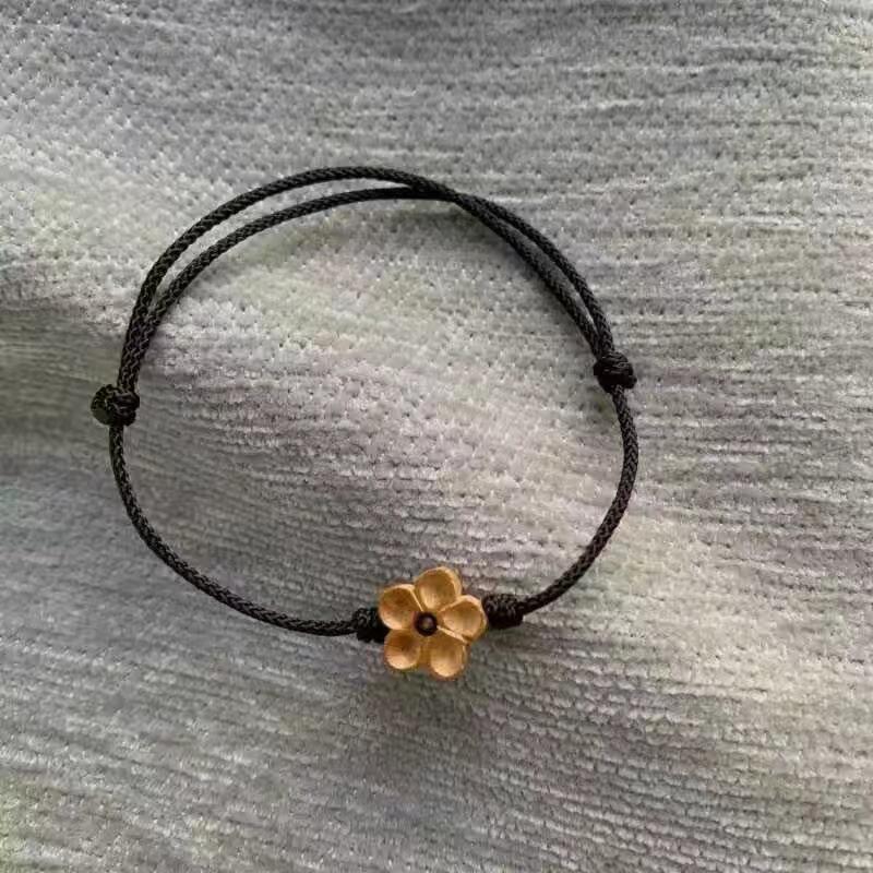 Смола гравировка цветок сливы красный шнурок ручной браслет ручной работы плетеный счастливый ручной браслет бесплатно