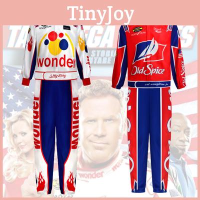 Комплект футболки с коротким рукавом и шляпы Рикки Бобби, костюм для косплея гонщика