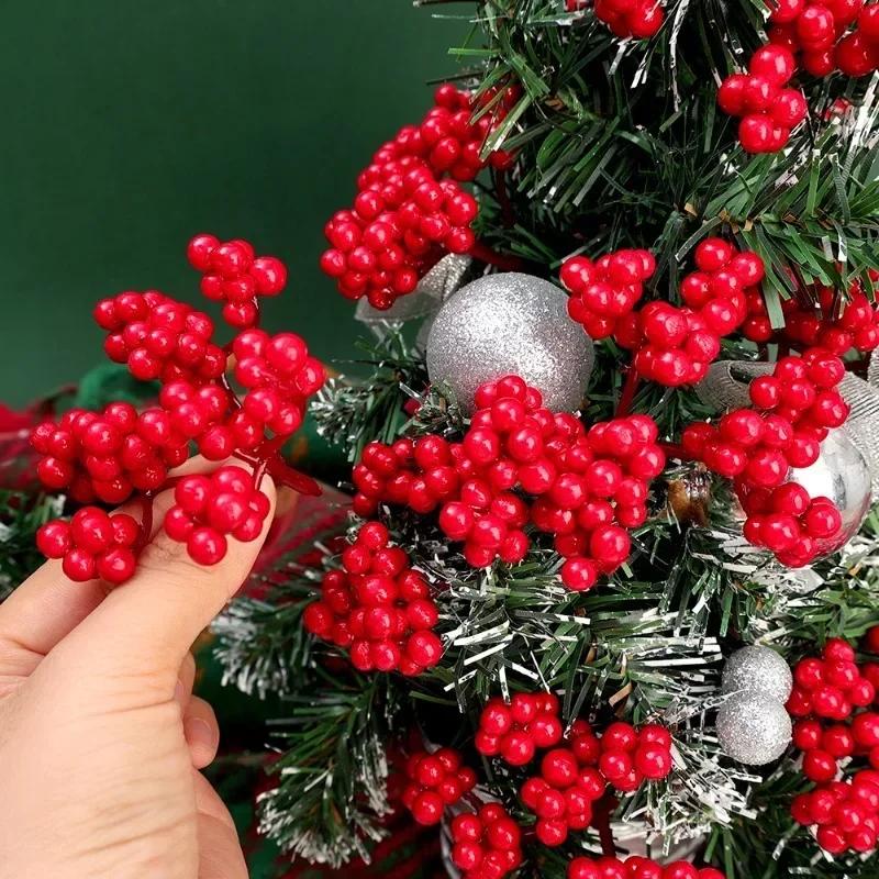 5/30PCS Artificial Berry Branches Christmas Red Fake Holly Berries Bouquet DIY Wreath Xmas Tree New Year Home Party Decoration