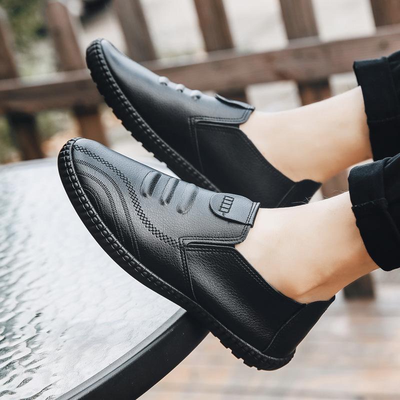 Fashion Newly Men Casual Shoes Mens Loafers Breathable Slip On Black Driving Shoes Soft Anti-slip Shoe Male Spring Leather Boat Footwear