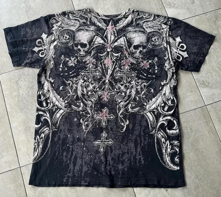 Европейский и американский уличный стиль, готическая футболка с принтом черепа