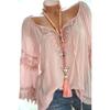 Women Sexy V Neck Long Sleeve Lace Up Shirt Versatile Loose T Shirt Great For Layering And Outings