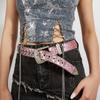 Rock Fans Waist Belt Adjustable Pin Buckle Rhinestone Belt for Woman Girls Thin Full Sequins Waist Strap for Jeans Dress