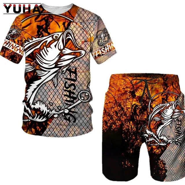 Мужские летние шорты с рыбой, мужская одежда для охоты, кемпинга, 3d принт, спортивные бестселлеры, спортивные костюмы, спортивная одежда