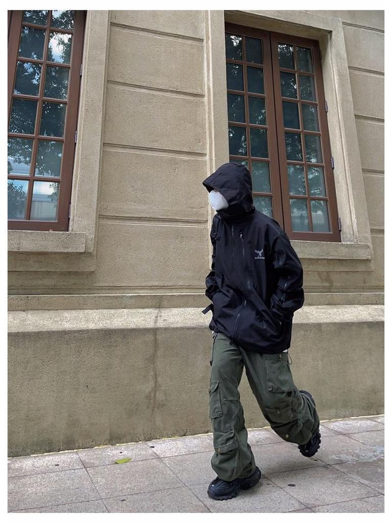 Мужской модный американский ретро-комбинезон с широкими штанинами и множеством карманов