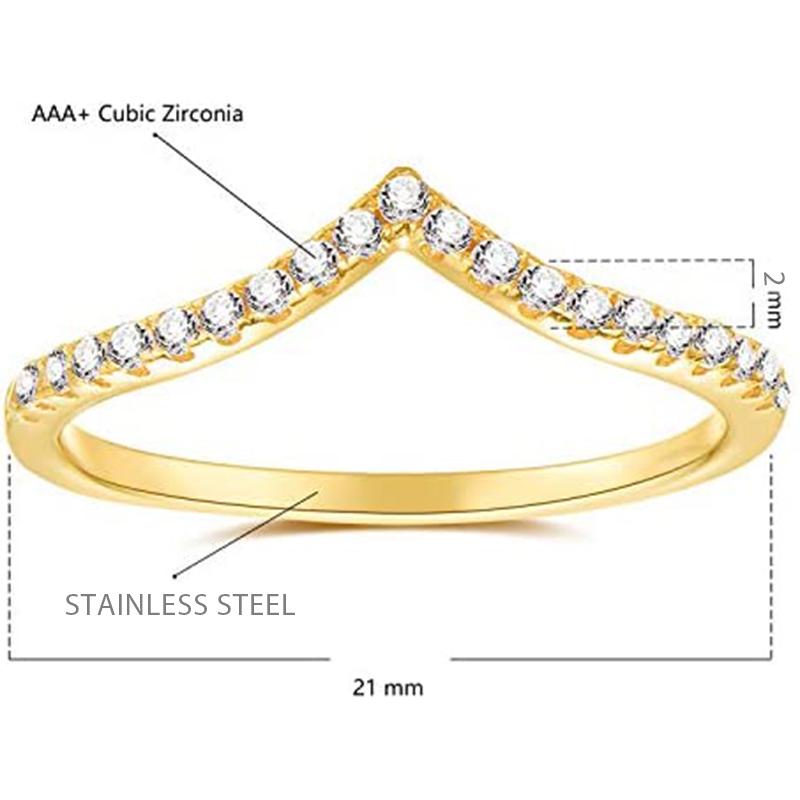 VQYSKO остроконечное V-образное кольцо с цирконом, штабелируемое кольцо с имитацией сердца, Вечное кольцо для женщин, ювелирные изделия, подарки для нее