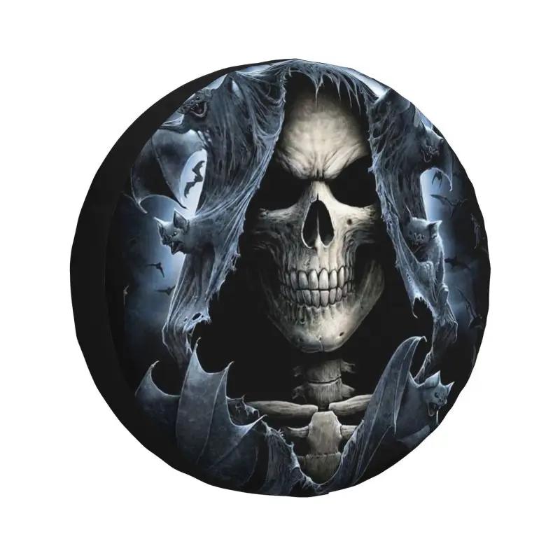 Custom Horror Gothic Skeleton Death Skull Spare Wheel Tire Cover for Prado Wrangler Jeep RV SUV Trailer Vehicle Accessories