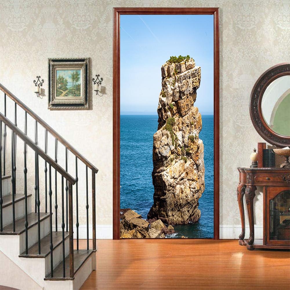 Landscape Door Stickers 3D Removable Vinilos Para Puertas Adhesive Wallpaper Art Murals for Doors Bibliotheque Modern Home Decor