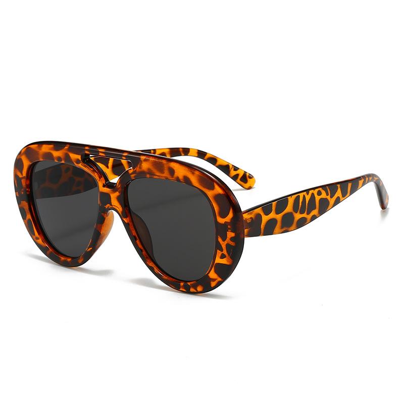 Новые Солнцезащитные очки с Большой Оправой Круглые Модные Солнцезащитные очки Двойные Перекладины Индивидуальность Женские Мужские Солнцезащитные очки