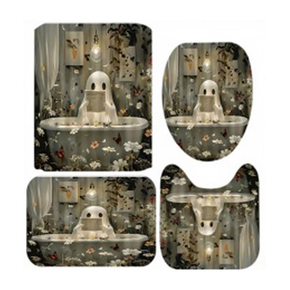 Halloween Shower Curtain Set Horror Shower Curtain Ghost Pumpkin Skull Shower C