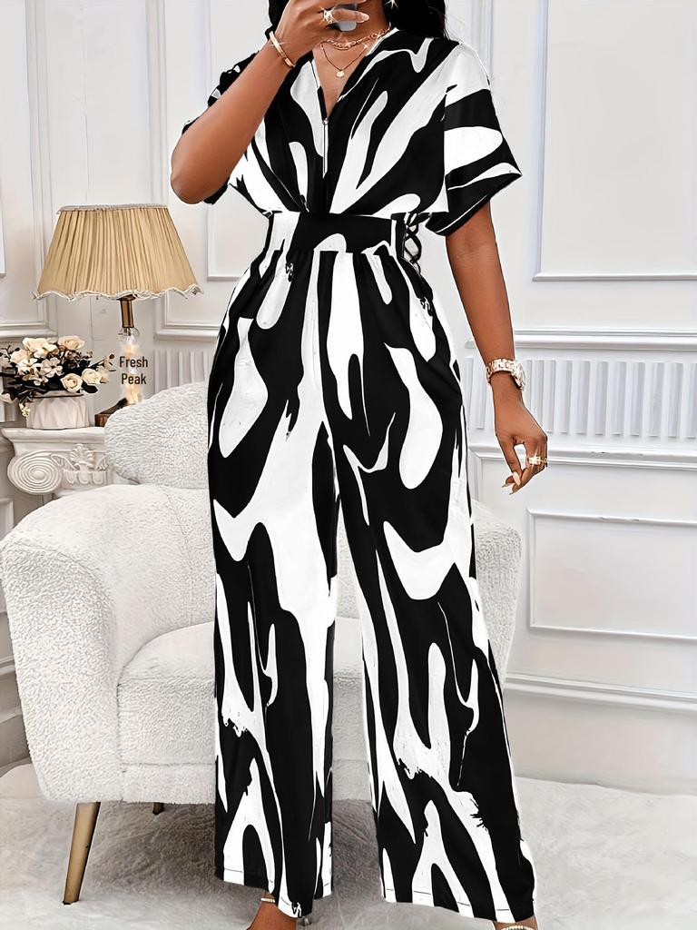 Женский комбинезон с широкими штанинами и короткими рукавами, весна/лето 2024 г.