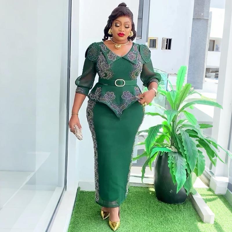 Плюс Размер Женская Мода Горячая Бриллиантовая Рождественская Вечеринка Поддельные Два Платья