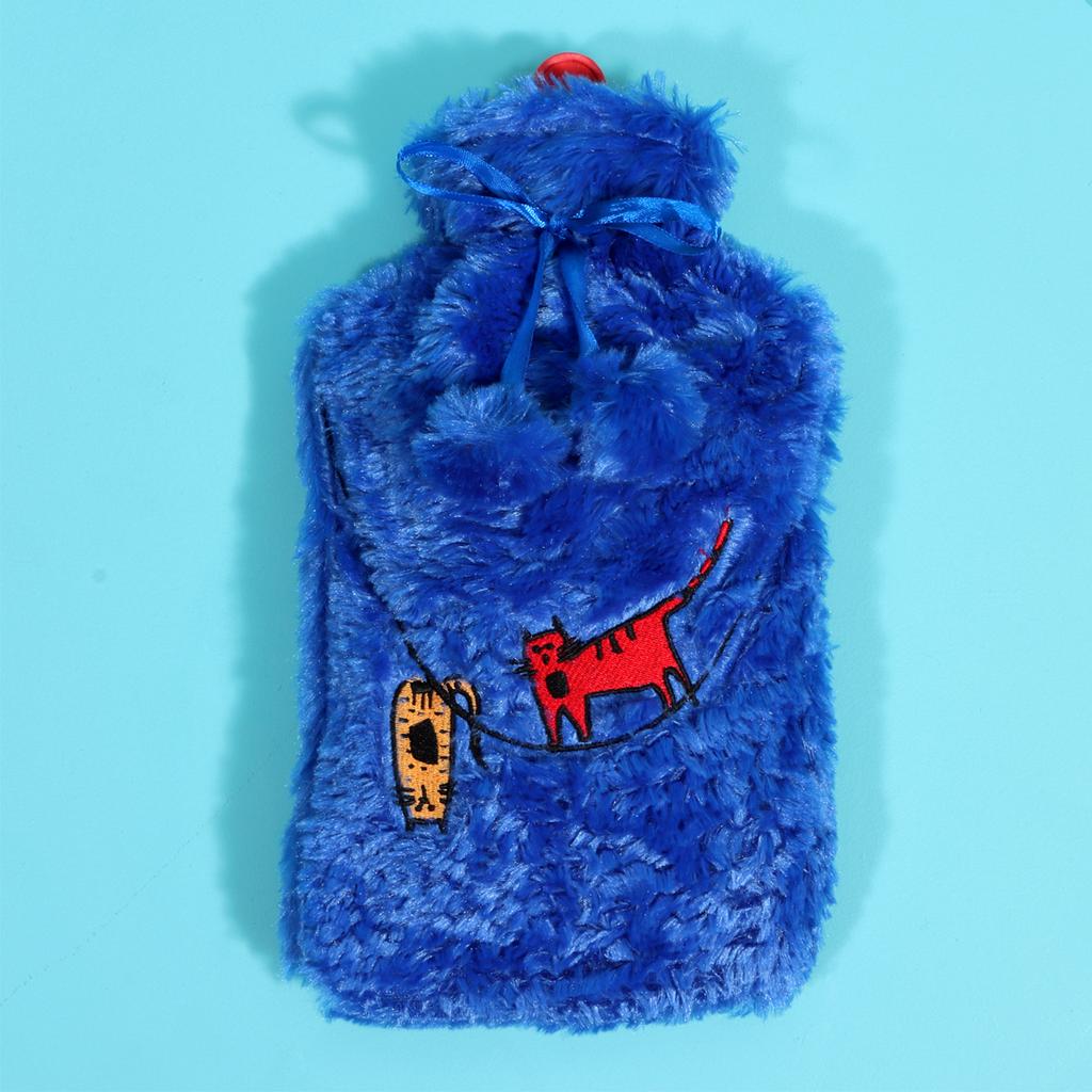 Biggdesign Cats Blue Hot Water Bottle with Soft Plush Cover, 2 l.