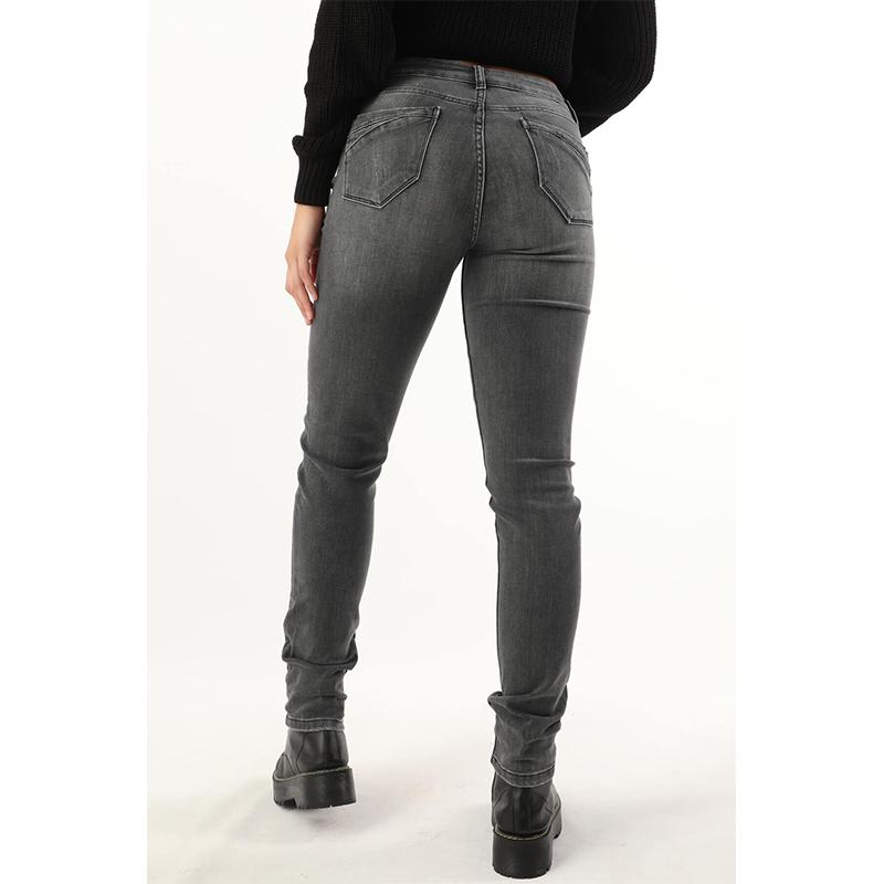 Женские прямые зауженные джинсы со средней посадкой темно-серые