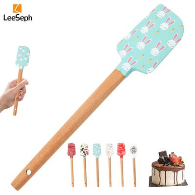Набор из 10 симпатичных силиконовых лопаток для выпечки Leeseph, лопатка для украшения торта с деревянной ручкой, для выпечки на кухне и Рождества