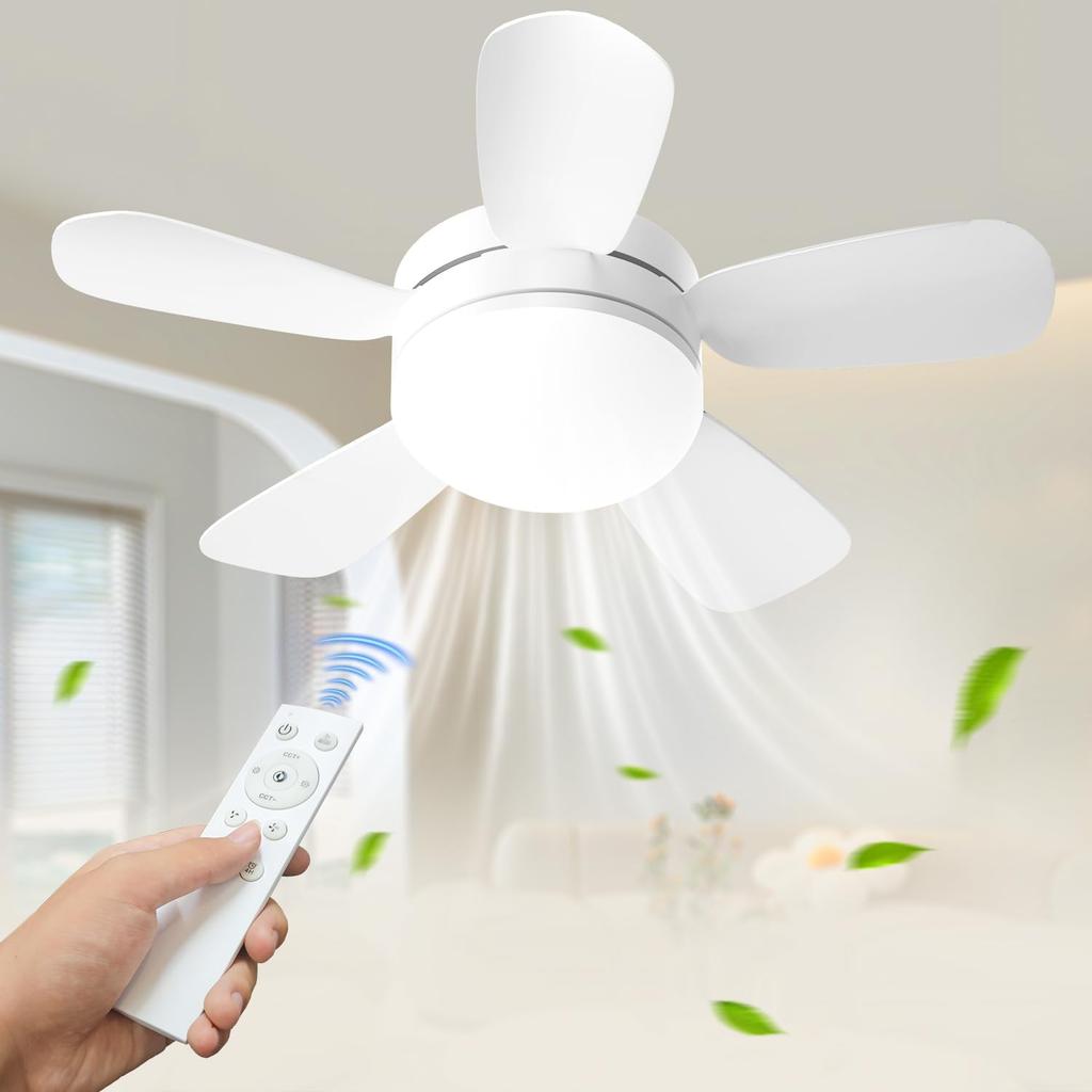 LED Ceiling Fan Light, 6-8 Tatami Mats (approx. 20 Sq Ft), 28W, E26, 3000LM, Stepless Dimming and Color Adjustment, 3-Level Airflow Control, Quiet,