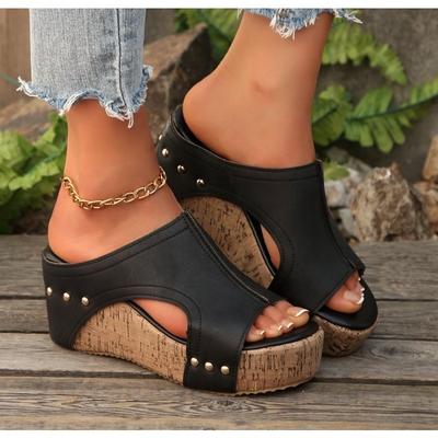 Роскошные тапочки римские сандалии на платформе с открытым носком женские летние ретро с открытым носком на танкетке повседневные тапочки шлепанцы женские zapatos de mujer