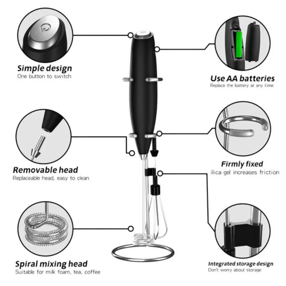 Powerful Electric Milk Frother Handheld Mini Whisk for Coffee Latte Cappuccino Kitchen Tools Household Essentials 2