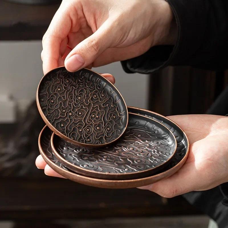 Ретро Сплав Круглый Квадратный Подставка Аксессуары для Чайного Набора Узор Счастливое Облако Подставка для Чашки Изоляционная Подкладка Коврик для Кофе Украшение Стола