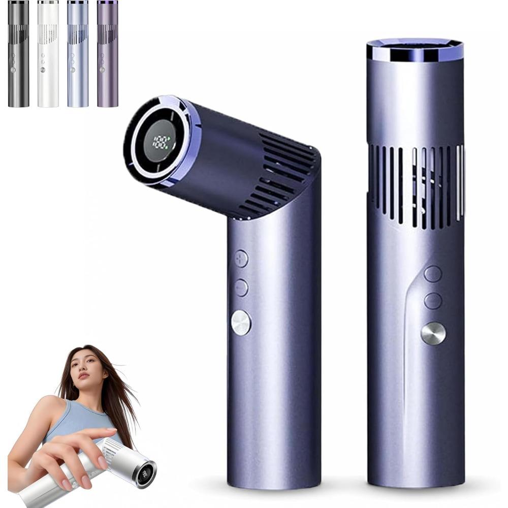 2-in-1 Rotating Mini Fan and Flashlight, Foldable Portable Mini Handheld Fan with Light and Digital Display, 3000mAh Rechargeable Handheld Fan