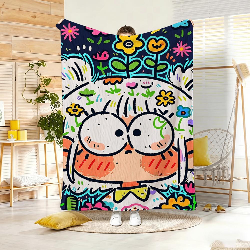 Painting Spring Girl Throw Lightweight g Flannel Blanket Soft Skinfriendly for Summer Cooling