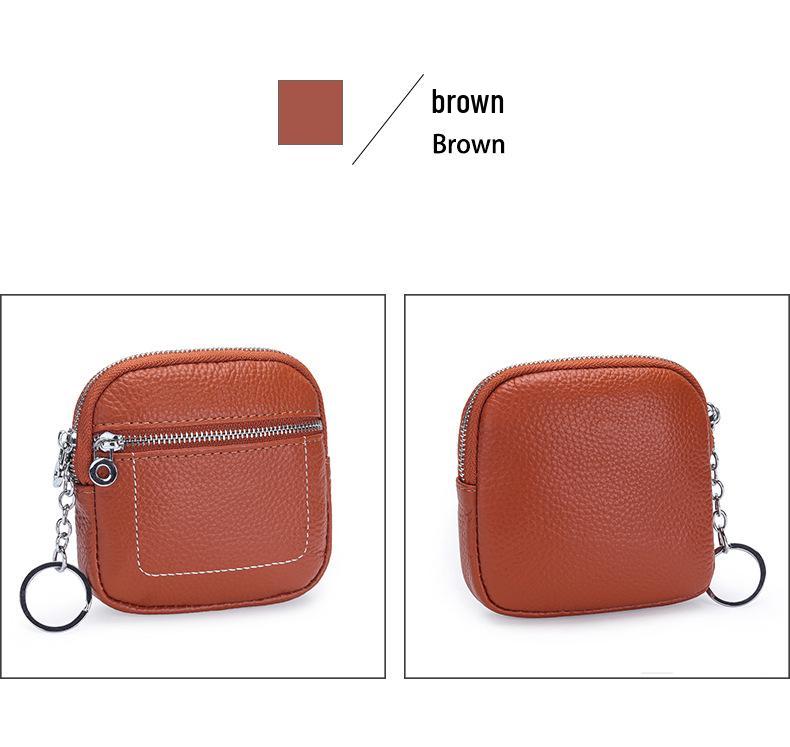 Женский мини-кошелек для монет из натуральной кожи на молнии - Компактное хранение водительского удостоверения, помады и наушников.