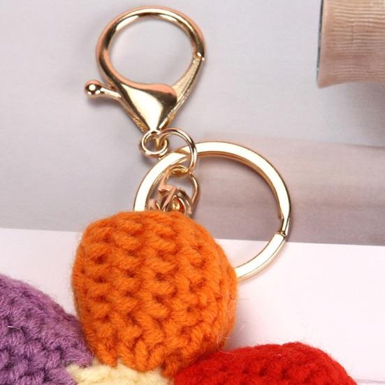 Вязаный кулон в форме сердца и цветка радужных цветов, связанный крючком из мягкой хлопковой нити, брелок для сумки, автомобильных ключей, рюкзака.