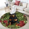 Rose Dog,Round Area Rug,Carpet Rug for Living Room Bedroom Sofa Playroom Decor,Non-slip Floor Mat