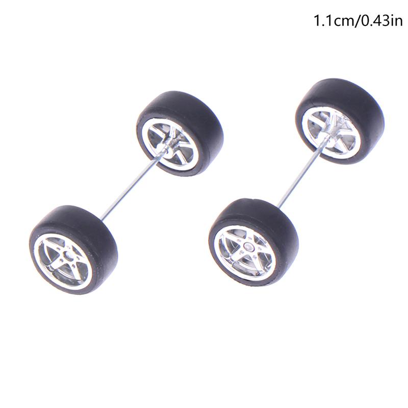 1Set Diy Racing Vehicle Toys 1:64 Car Wheels For Rubber Tire With Wheel Axle Model Modified Part