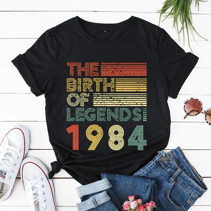 Vintage 1981 Print Unisex T Shirts Short Sleeve Unisex Tshirts Ladies Tee Shirt Tops 1973195719581961 Clothes Camisetas Mujer