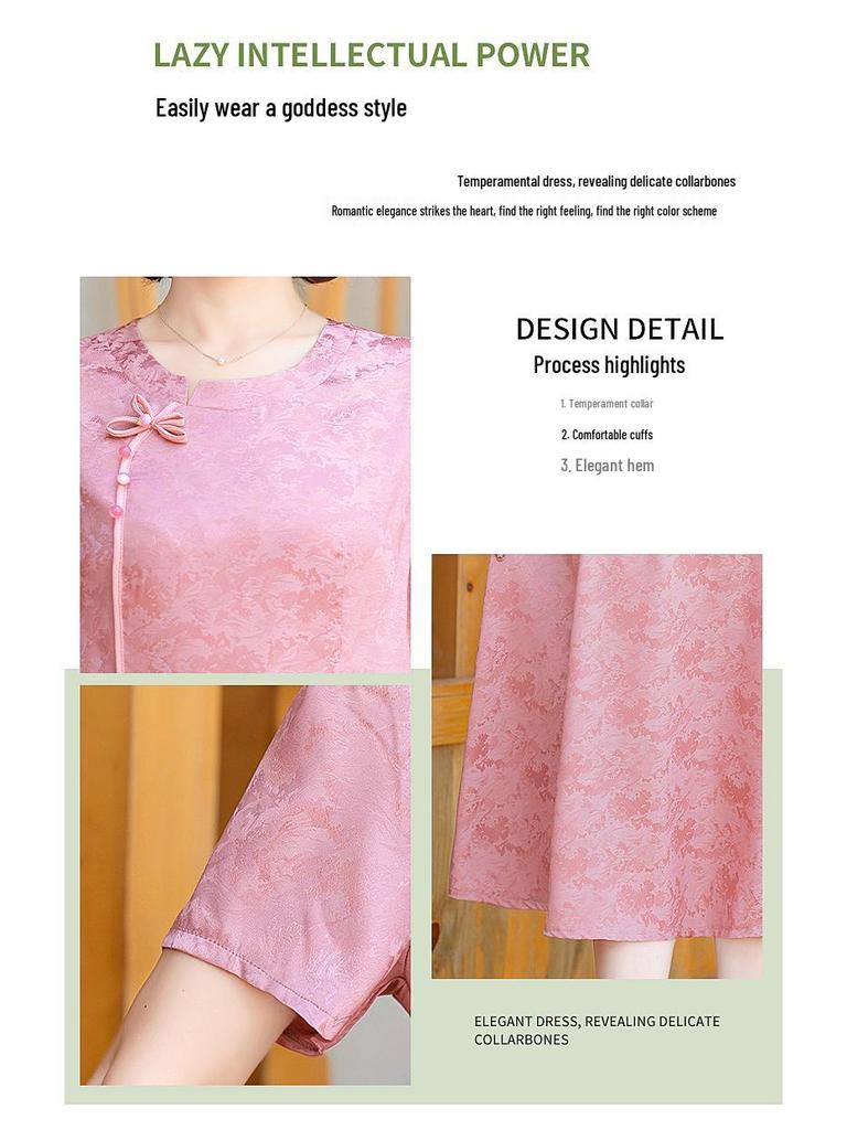 Элегантное летнее платье нового стиля 2025 года для женщин среднего и пожилого возраста: Имитация двухкомпонентного китайского дизайна