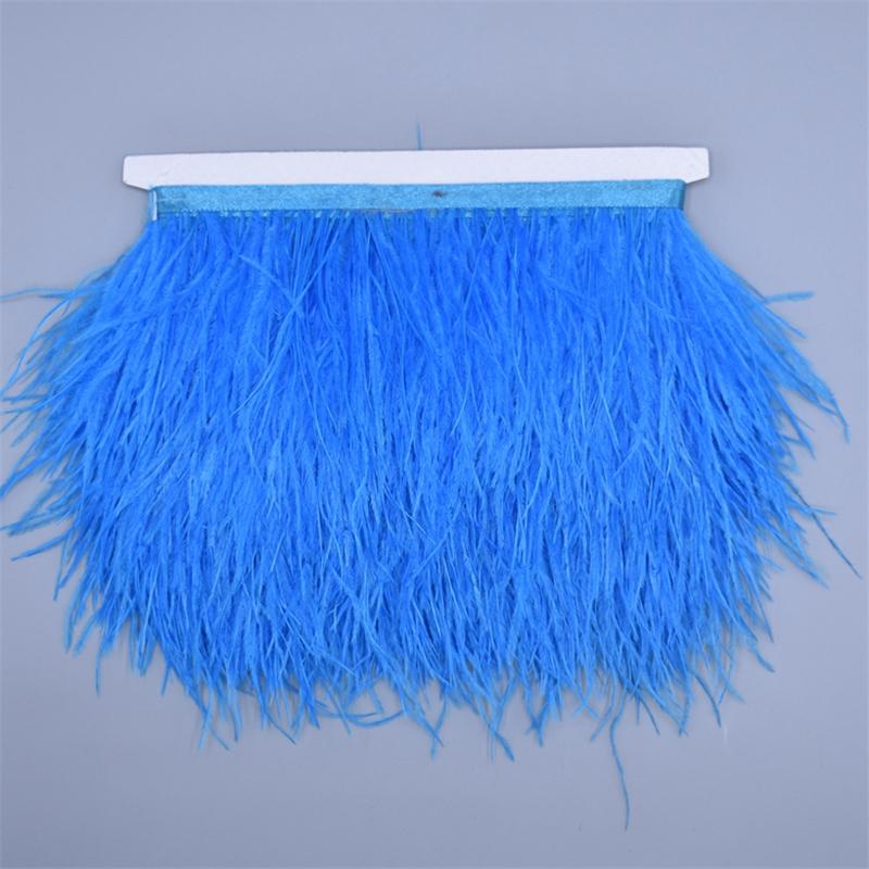 10Meters Colored Ostrich Feathers On Ribbon Trim 8-10Cm Skirt Fringe On Tape Ostrich Feather Trims Sewing Trimmings Decoration
