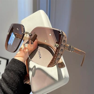 Новые модные крутые солнцезащитные очки женские люксовые брендовые буквы анти сильный свет винтажные без оправы солнцезащитные очки женские Gafas UV400
