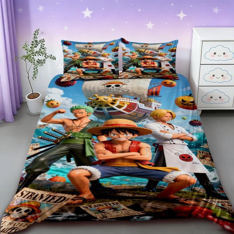 Anime L-Luffy Duvet Cover Set O-One Piece Bedding 2/3piece set Kids Boy Girl Bedroom Decoration Single/Double/Queen Large