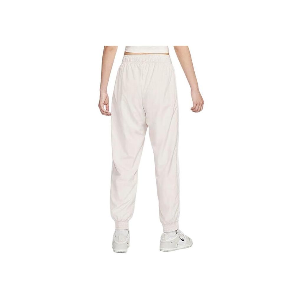 Nike Solid Color Casual Retro Sports Versatile Comfortable Tapered Mid-Waist Spliced Knitted Sweatpants Women Bottoms Light-Pink FV7661-104