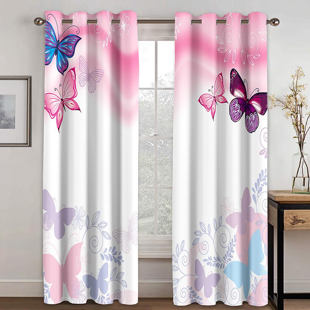 Red Rose Printed Window Curtain, Digital Printing, Bedroom, Living Room, 2 Pieces of Narrow Width, Aesthetically Cortinas