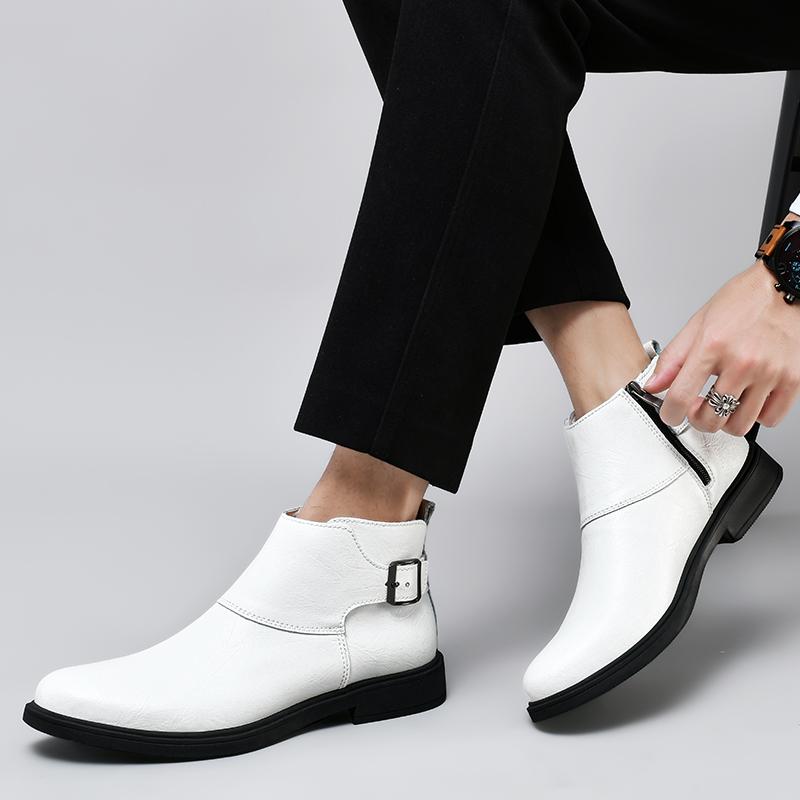 Зимняя обувь для мужчин, теплые плюшевые ботинки, элегантные мужские ботинки челси из натуральной кожи, повседневная модная обувь с боковой молнией в деловом стиле