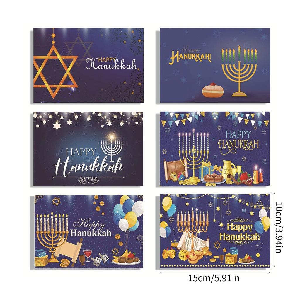 Celebrate 5Set Hanukkah Holiday Greeting Cards Religious Designs with Glitter and Envelopes