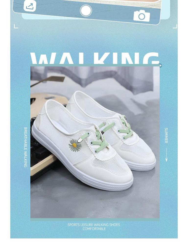 Модные женские белые сетчатые кроссовки 2025 года — удобная, дышащая, низкая летняя обувь