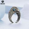 BISAER Vintage Eagle Ring Opening Rings For Women Jewelry Gift