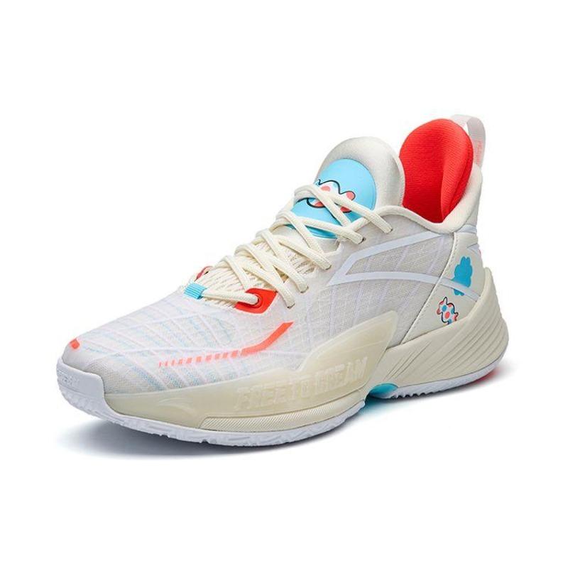 Anta Qingkuang 3 Men Mid Top Basketball Shoes White Red Blue 112231108-3